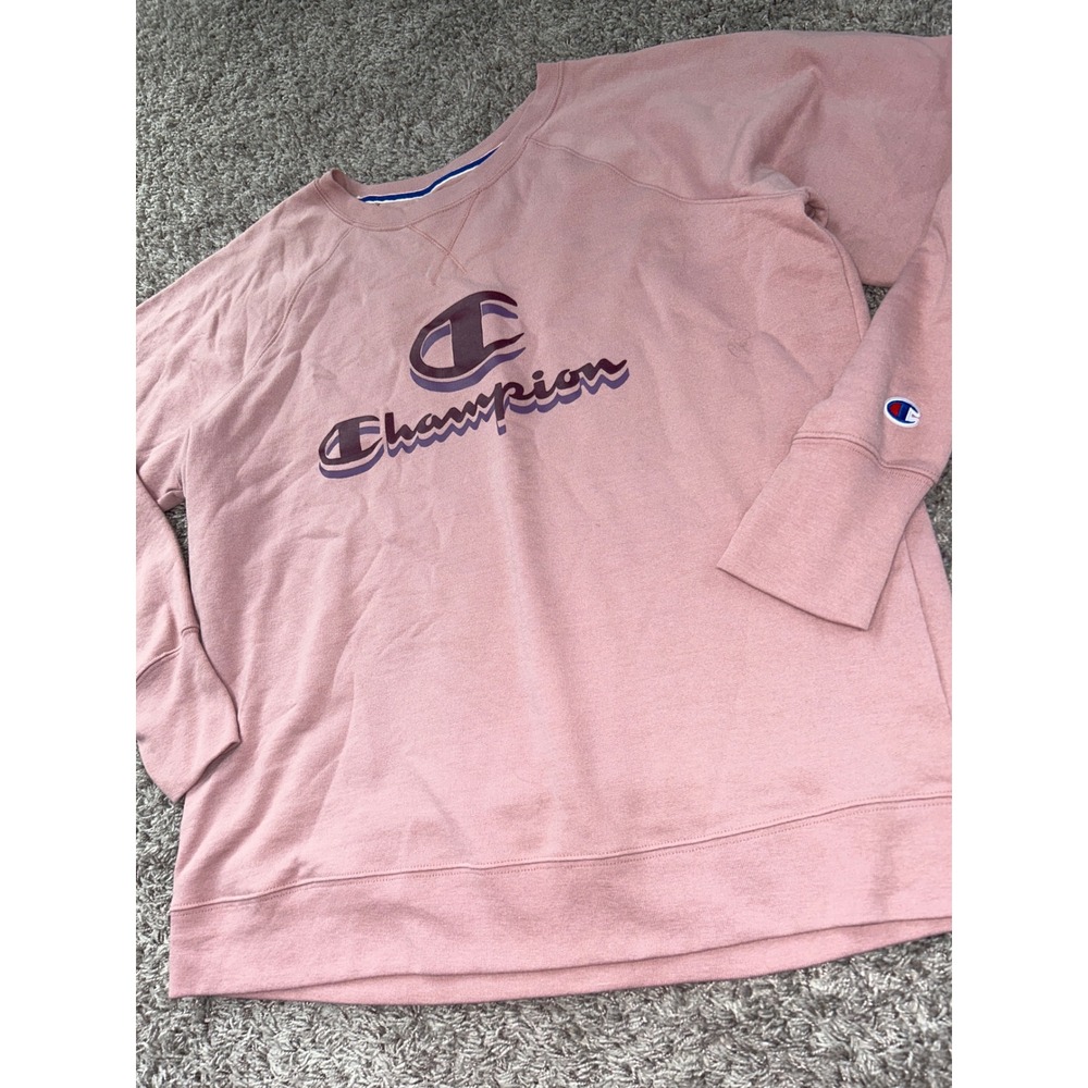 Champion Sweatshirt Pullover Jumper Logo Spellout Athleisure‎ Pink XL